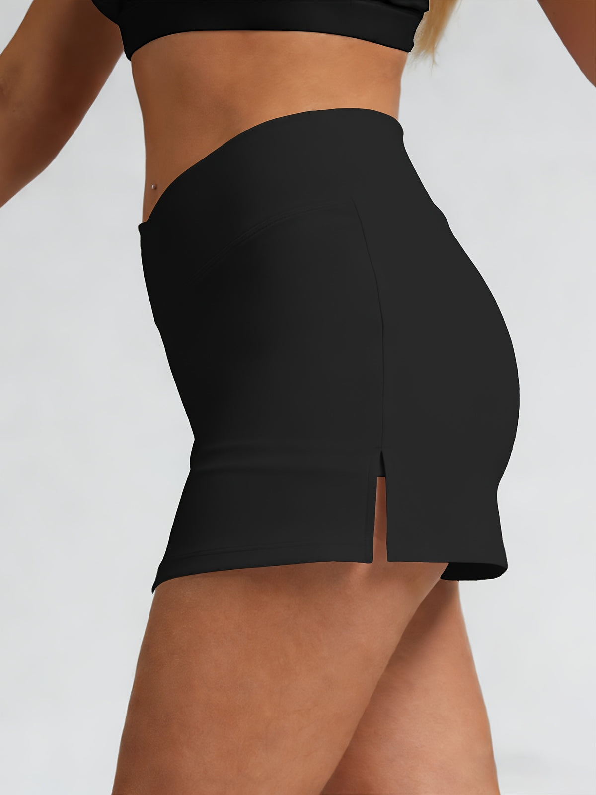 High Waist Sporty Skort - Black