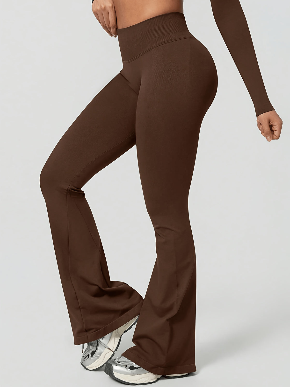 High Waist Lifting Flare Leggings - Mocha Brown