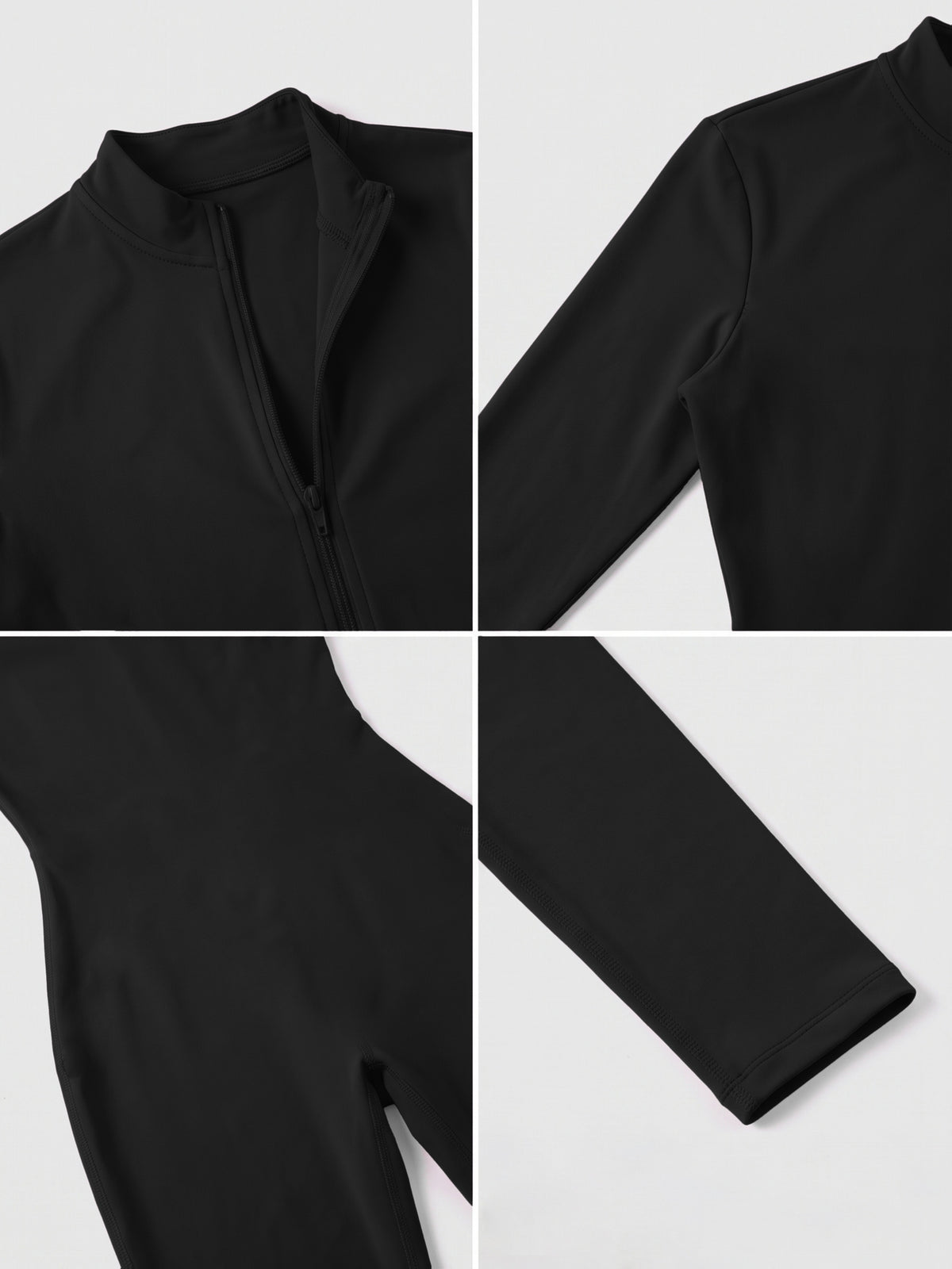 Half Zip Stand Collar Unitard - Black