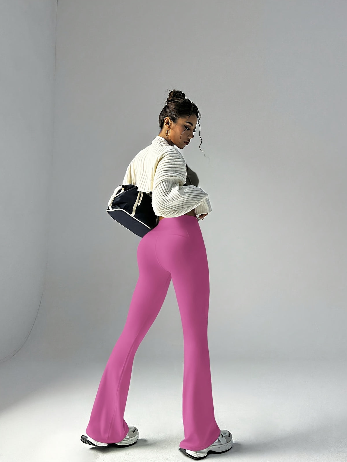 High Waist Flare Pants - Dusty Pink