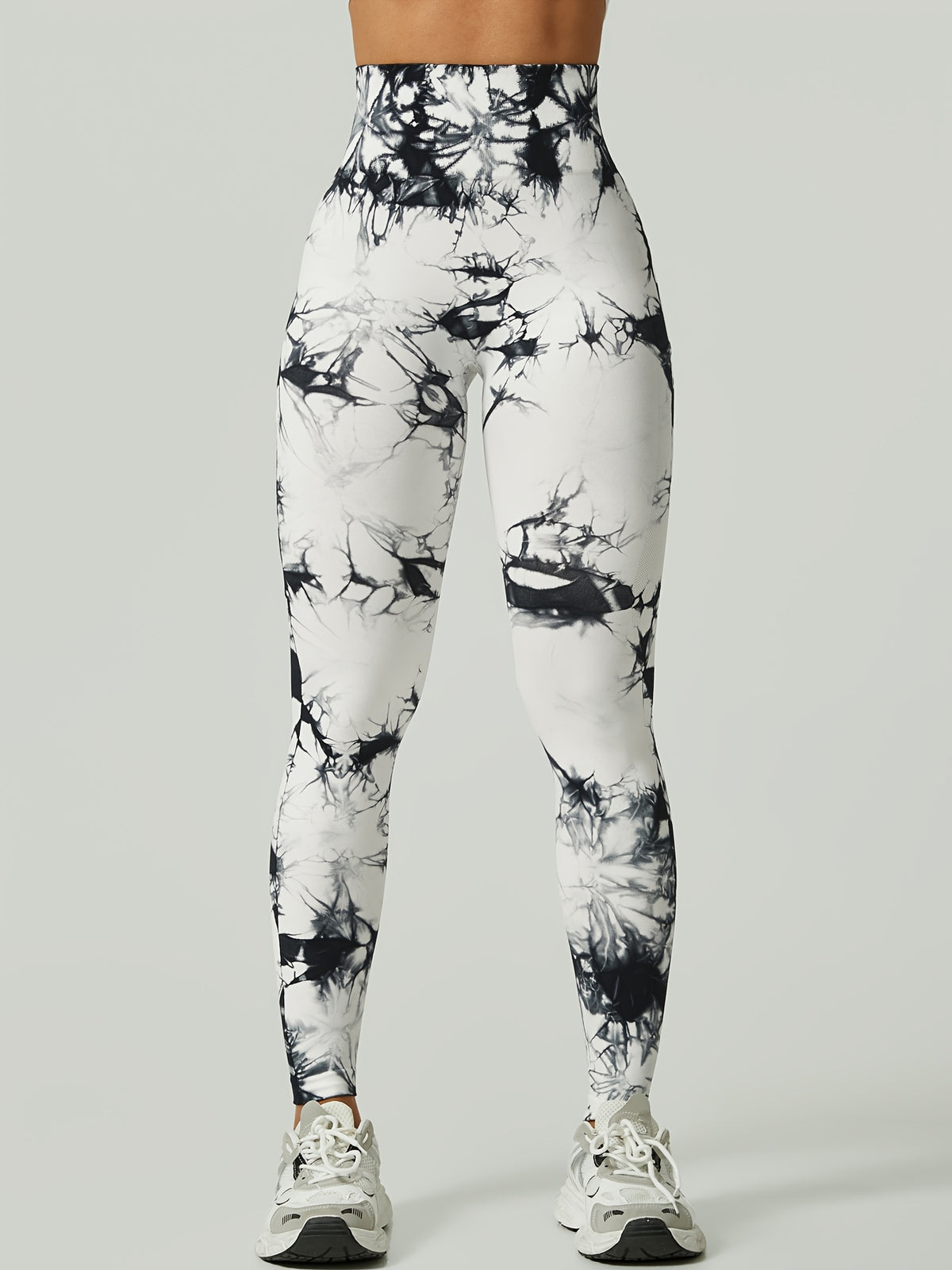 Tie Dye Seamless Leggings - Black & White Tie Dye