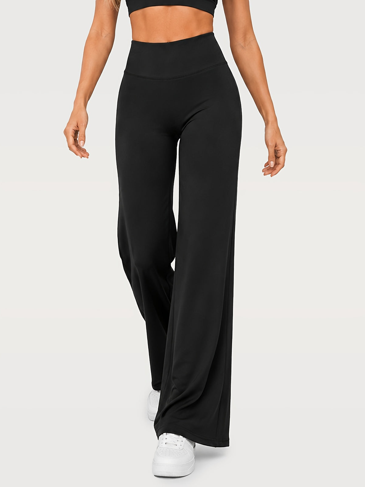 Stretch Straight Leg Yoga Pants - Black