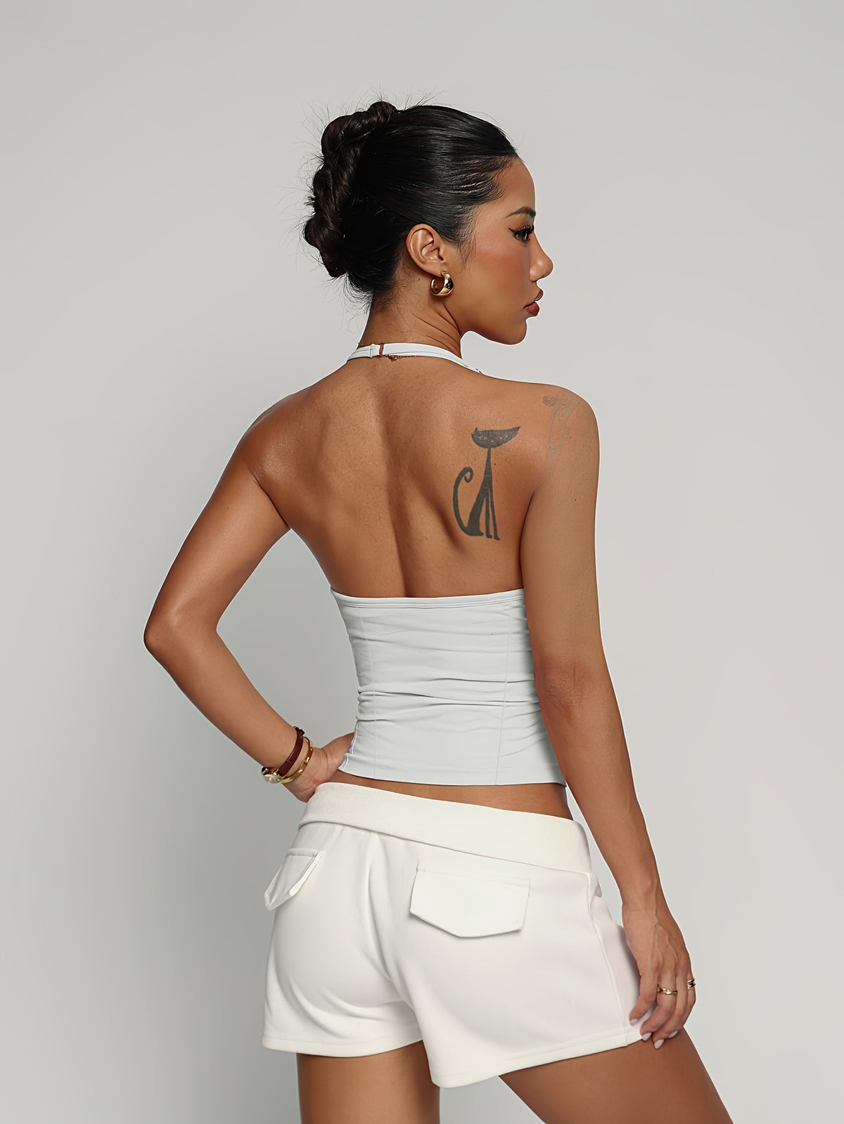 Halter Twist Crop Top - White