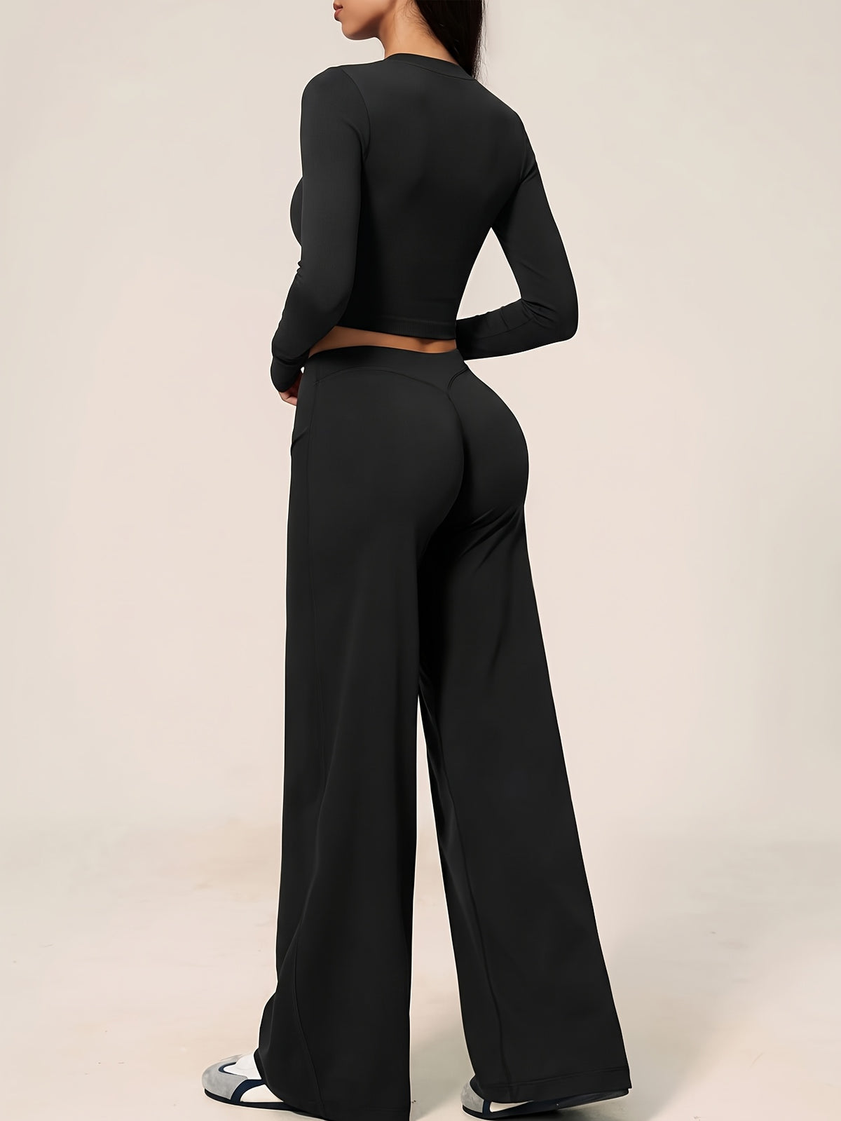 Long Sleeve Crop & Wide Leg Pants Set