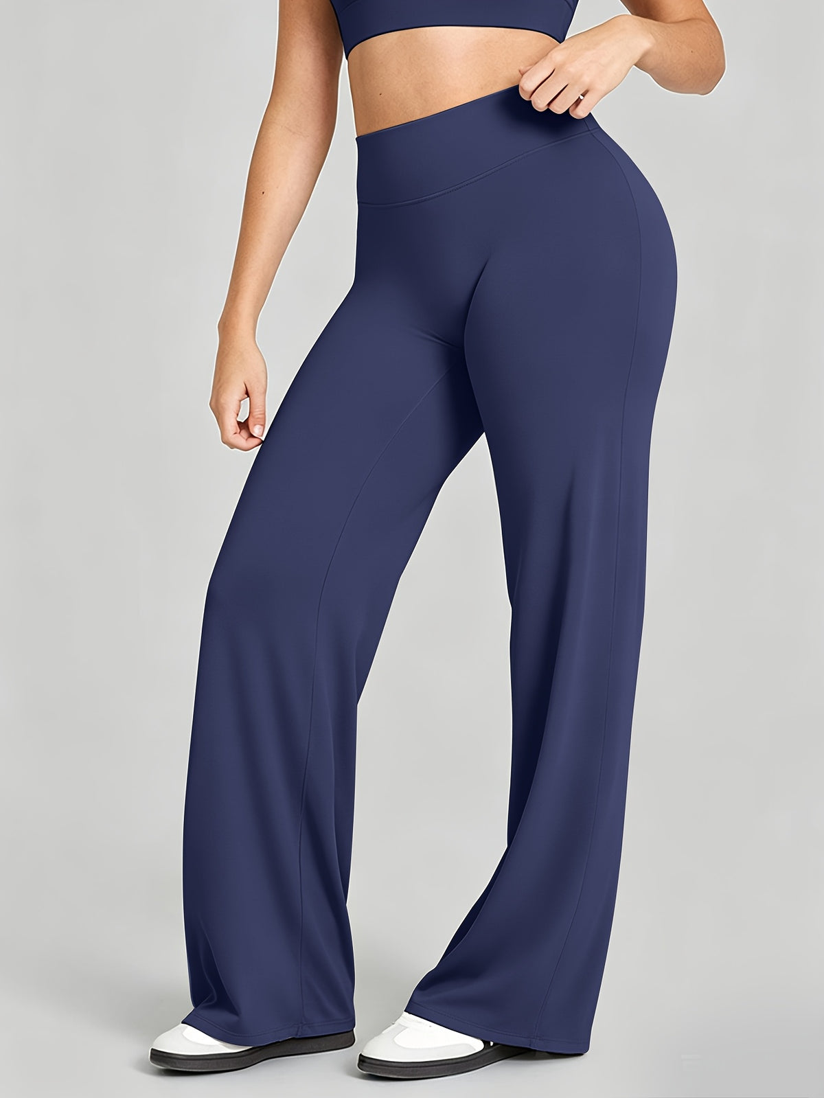 Commuter High Waist Wide Leg Pants - Badge Blue
