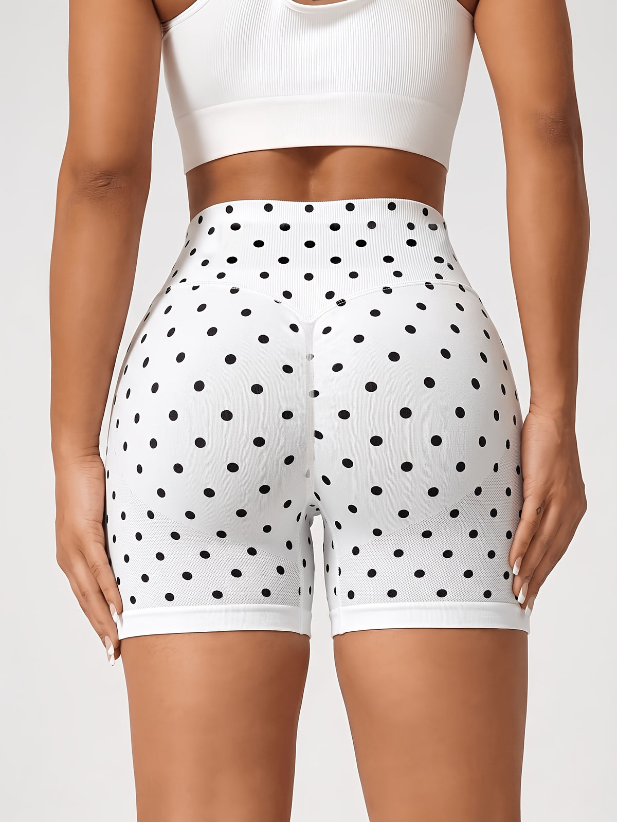 Scrunch Butt Sculpt Shorts - White Polka Dot
