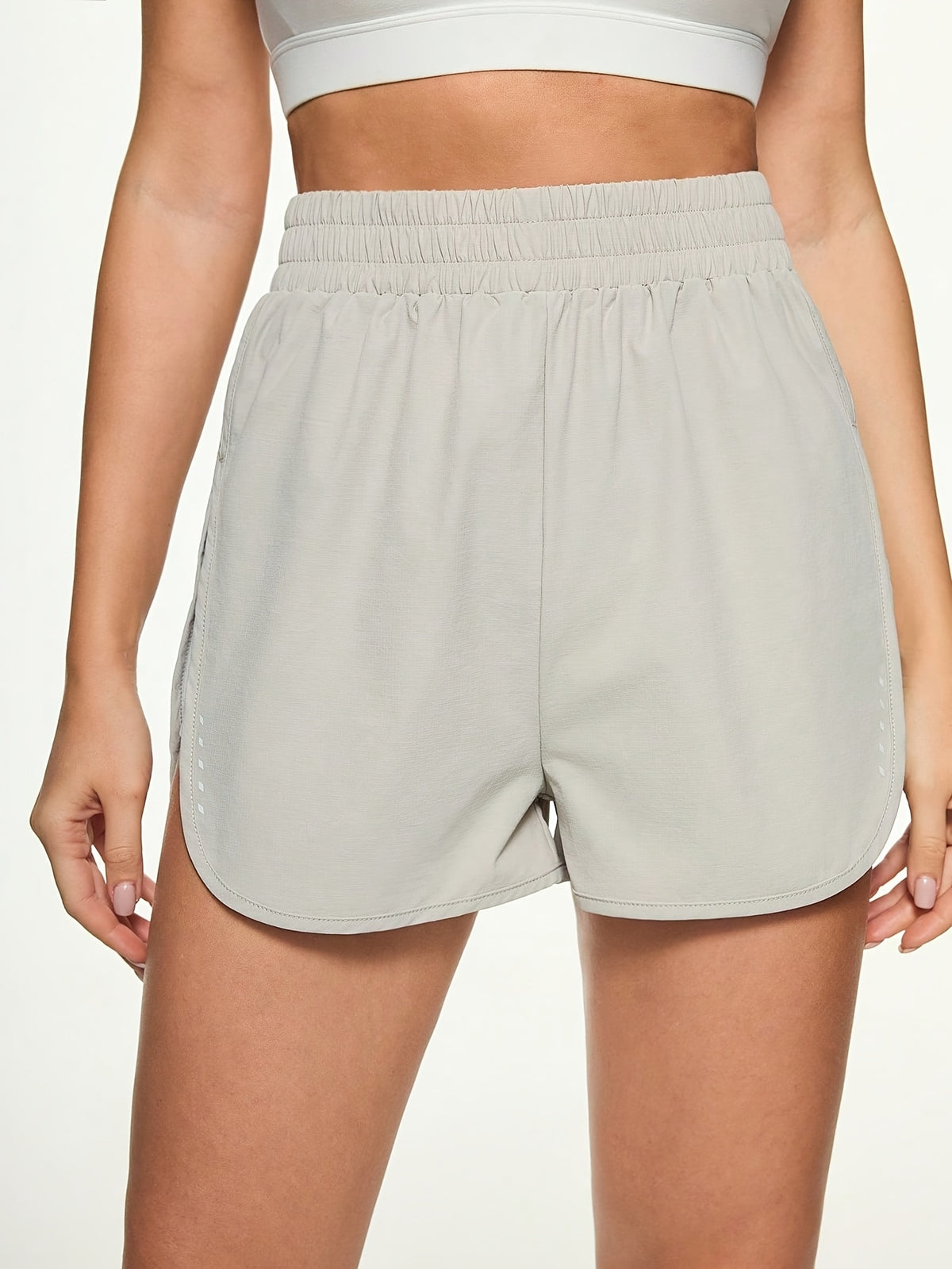 Curved Hem Running Shorts - Space Grey