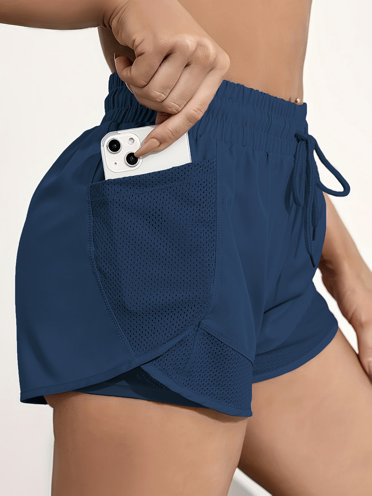 Pocket Layered Running Shorts - Navy