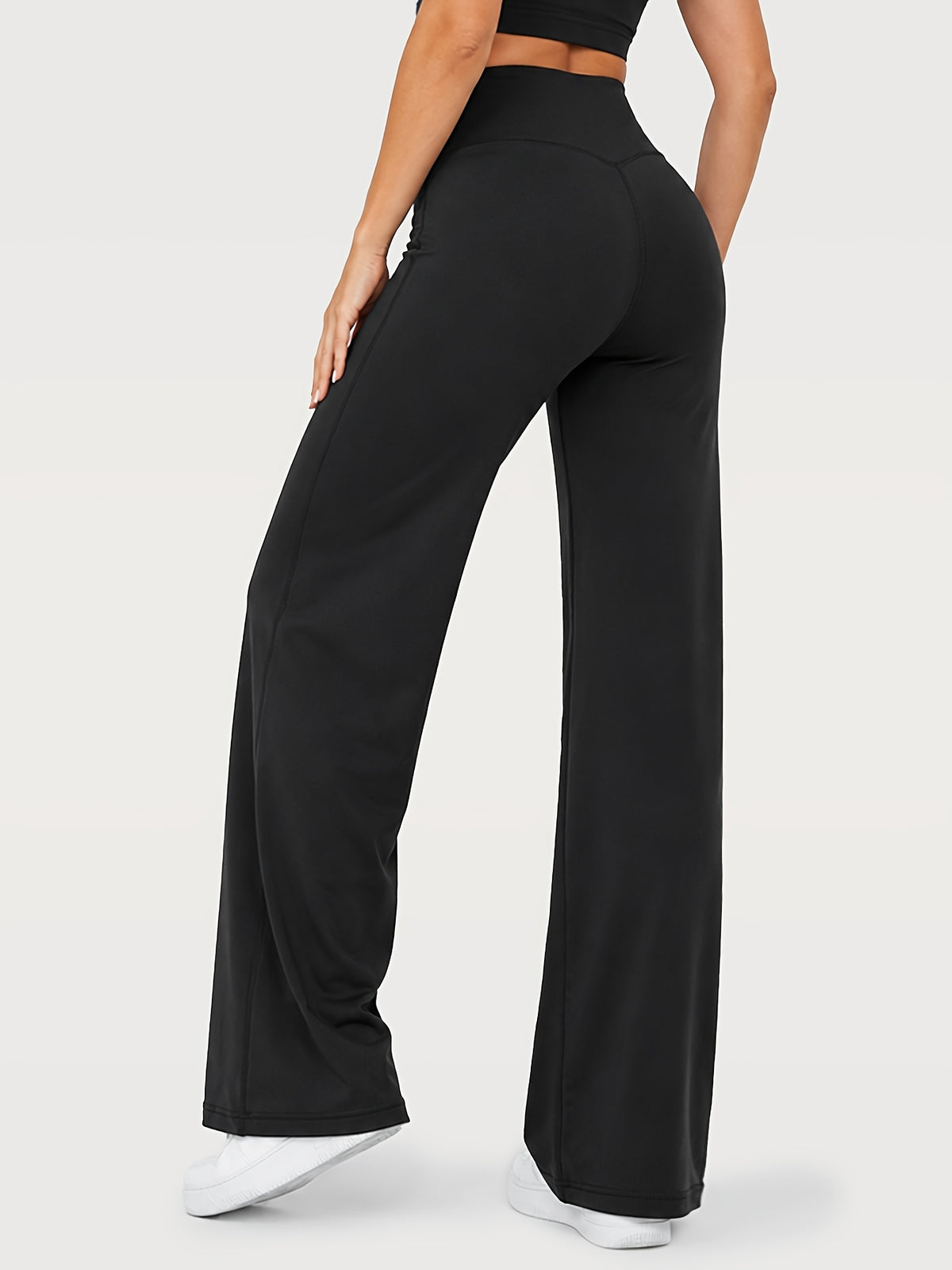 Stretch Straight Leg Yoga Pants - Black