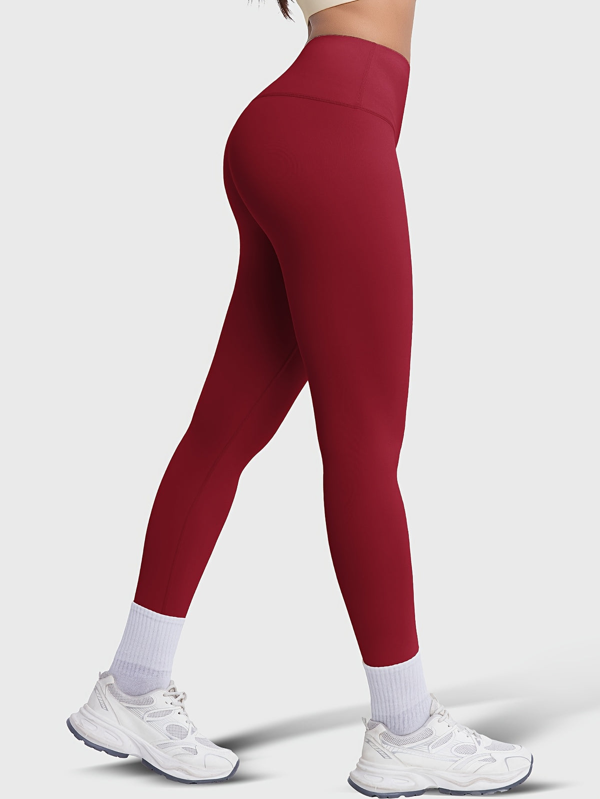 Crew Neck Tee & Leggings Set - Burgundy