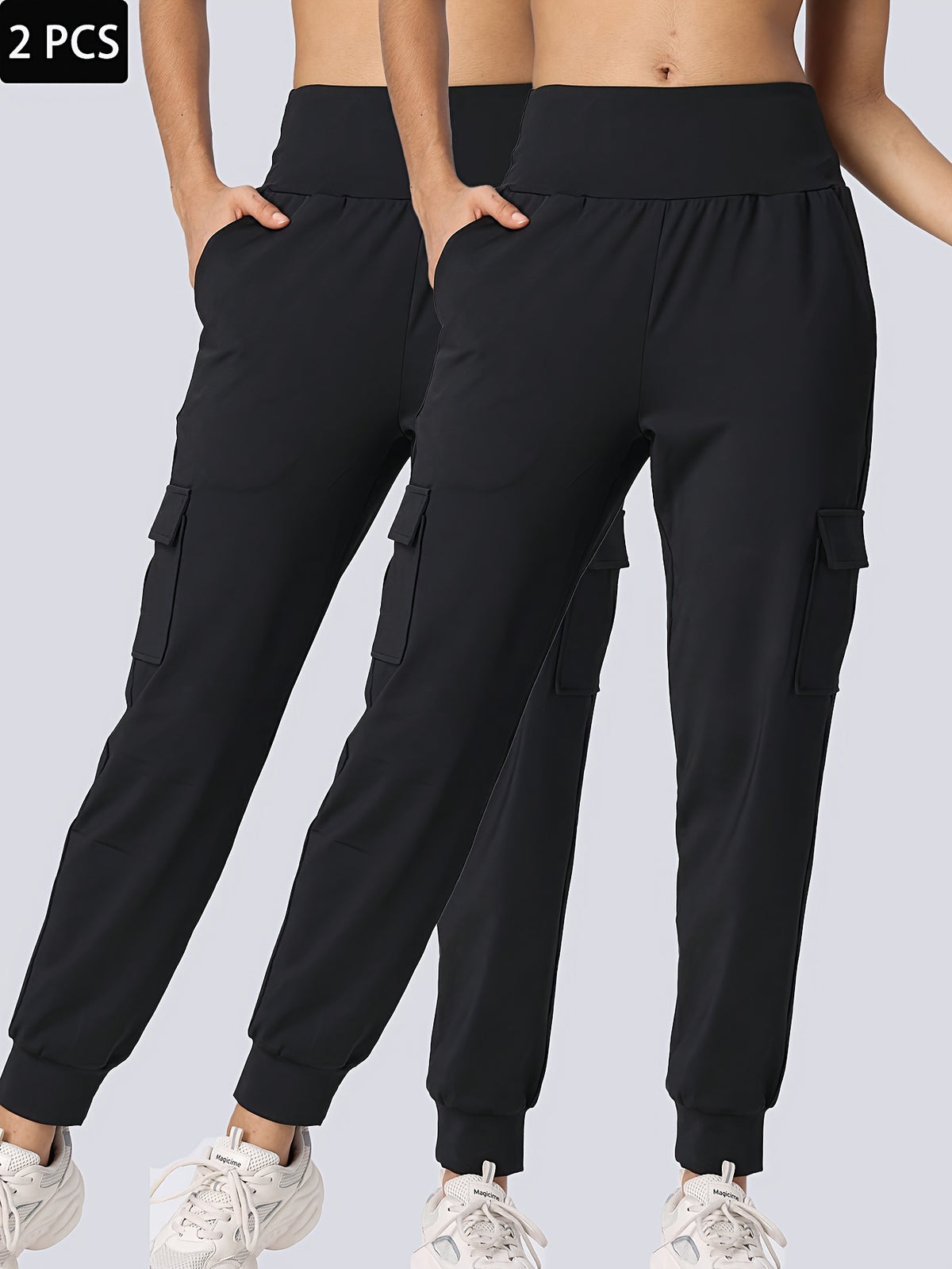 2 Pack Cargo Joggers With 4 Pockets - Black