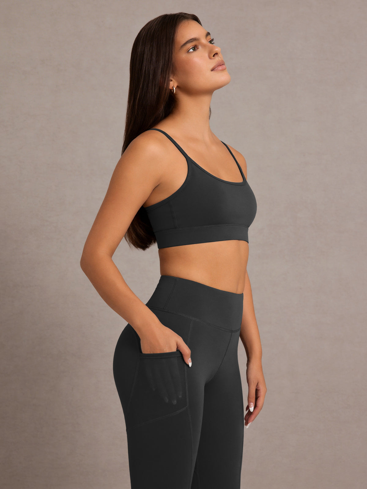 Side Pocket High Waist Lifting Leggings - Black