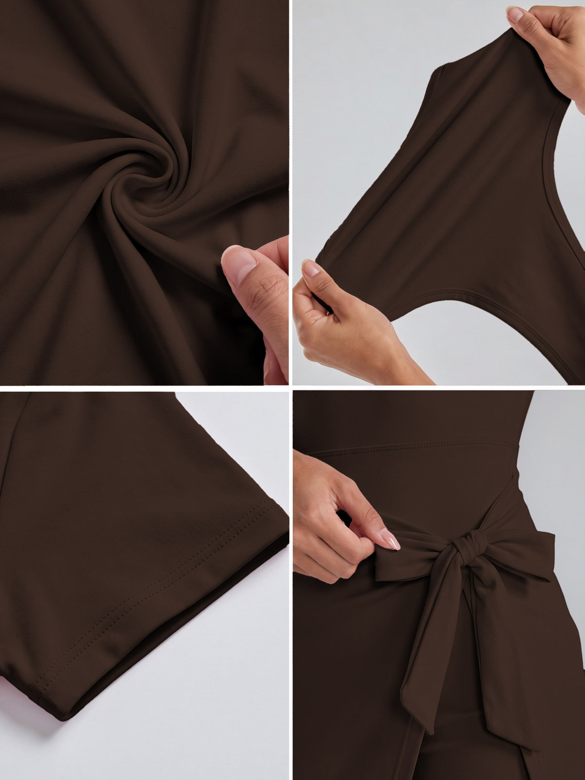 Tie Waist Wrap Tennis Dress - Dark Brown