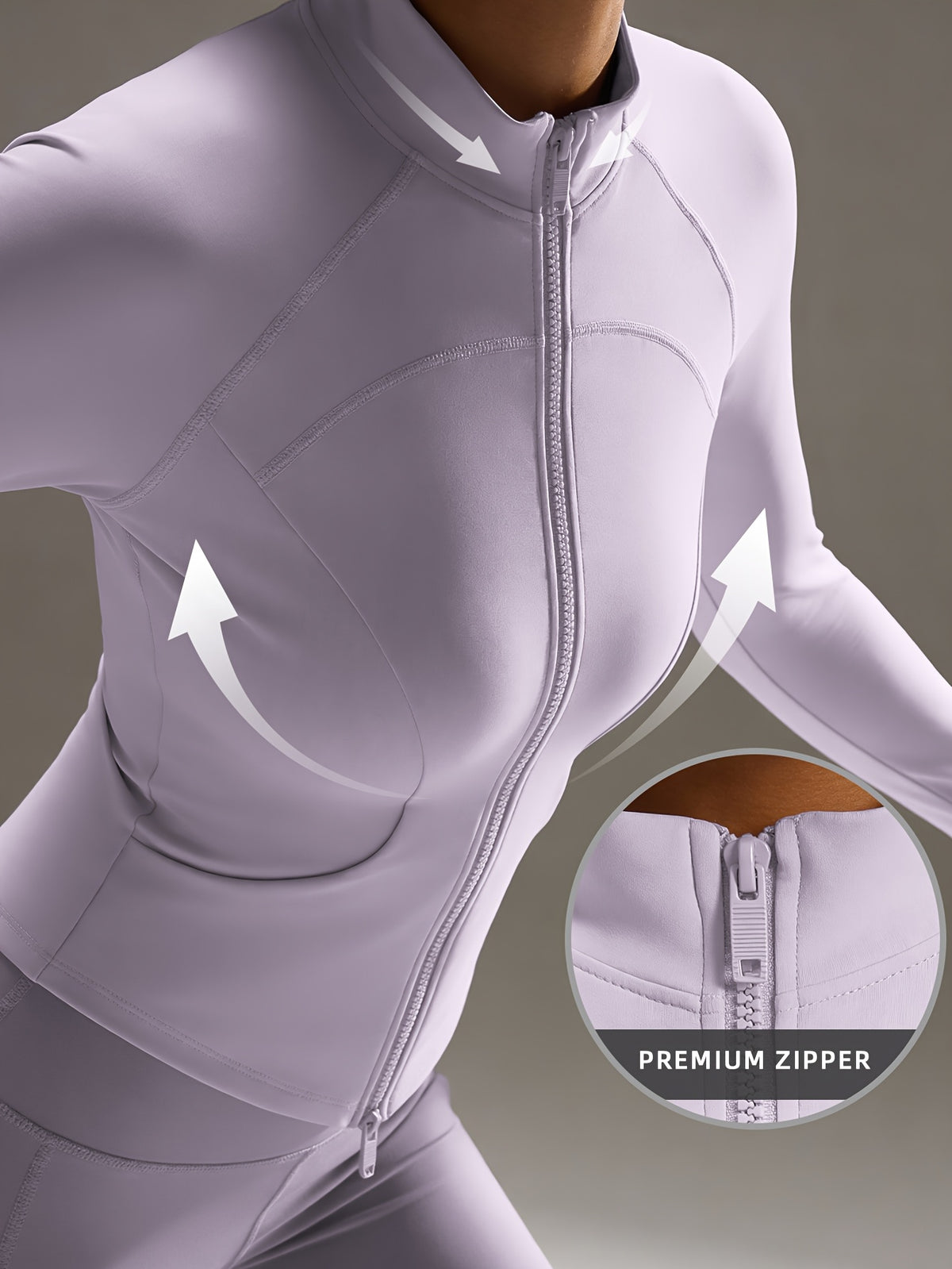 Pocket Solid Running Sports Jacket - Light Purple