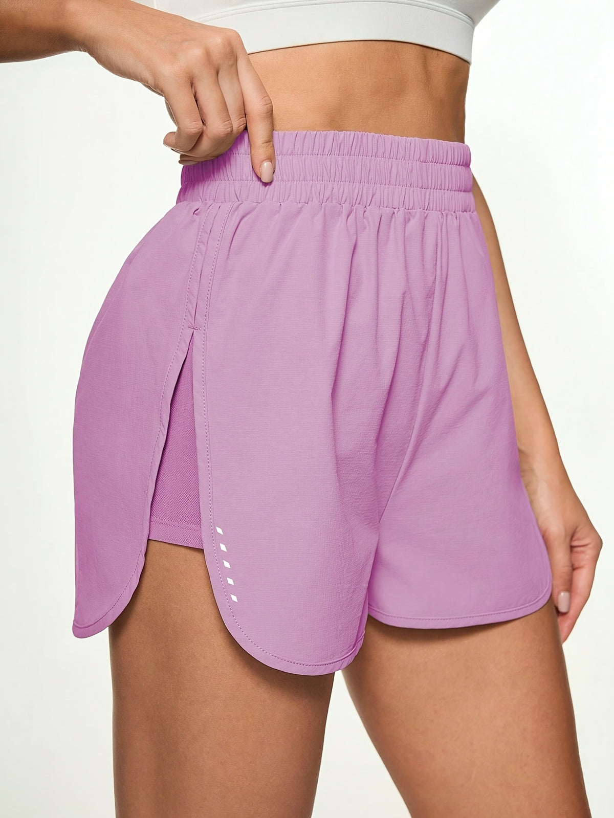 Curved Hem Running Shorts - Pink Red