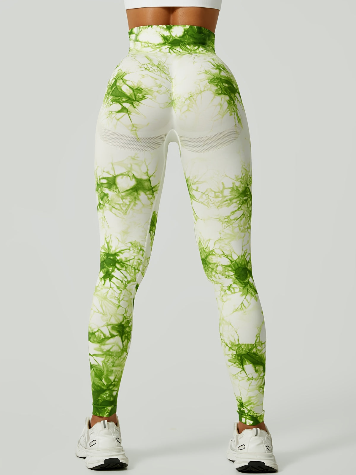 Tie Dye Seamless Leggings - Green & White Tie Dye