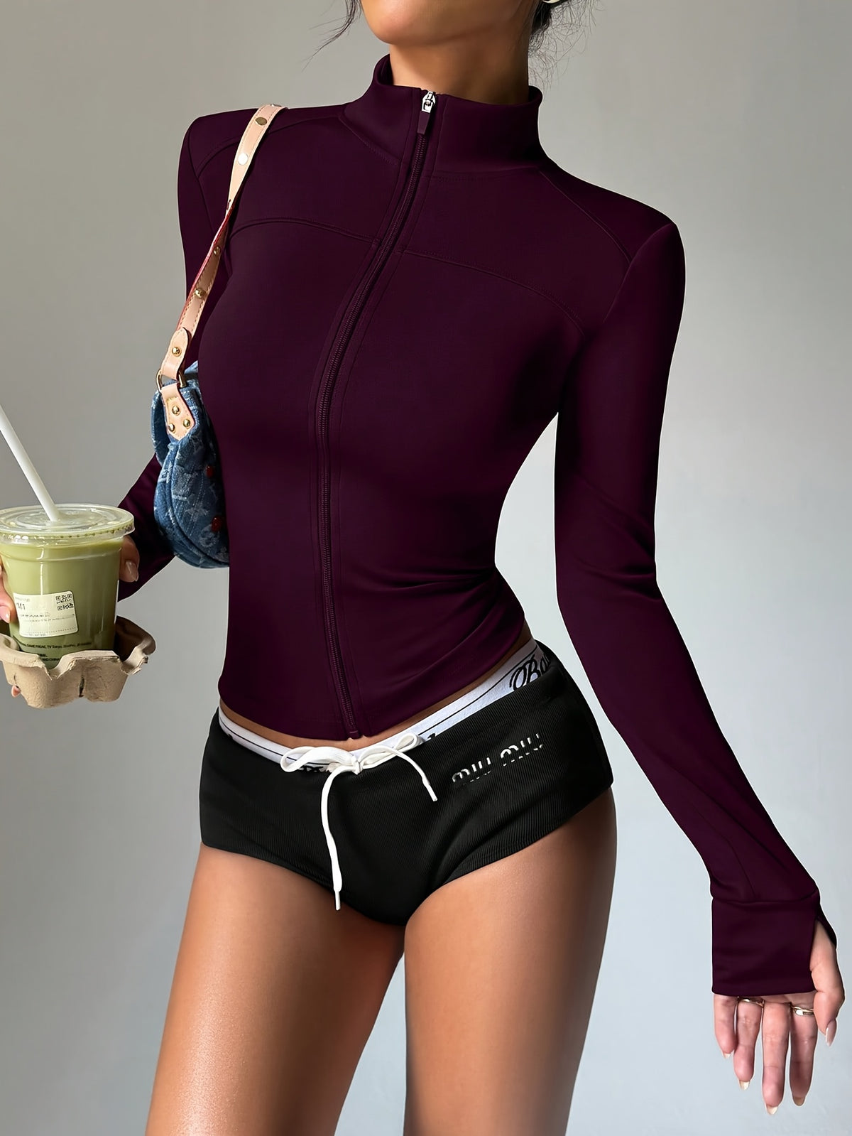 Fitted Zip Up Jacket - Deep Purple