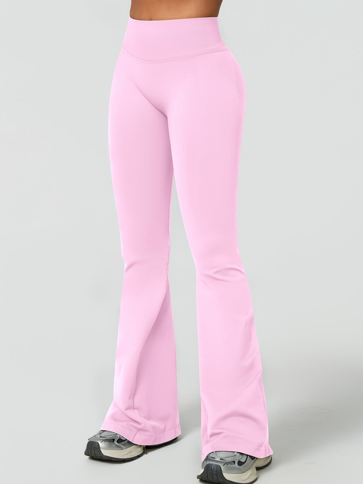 High Waist Lifting Flare Leggings - Pink