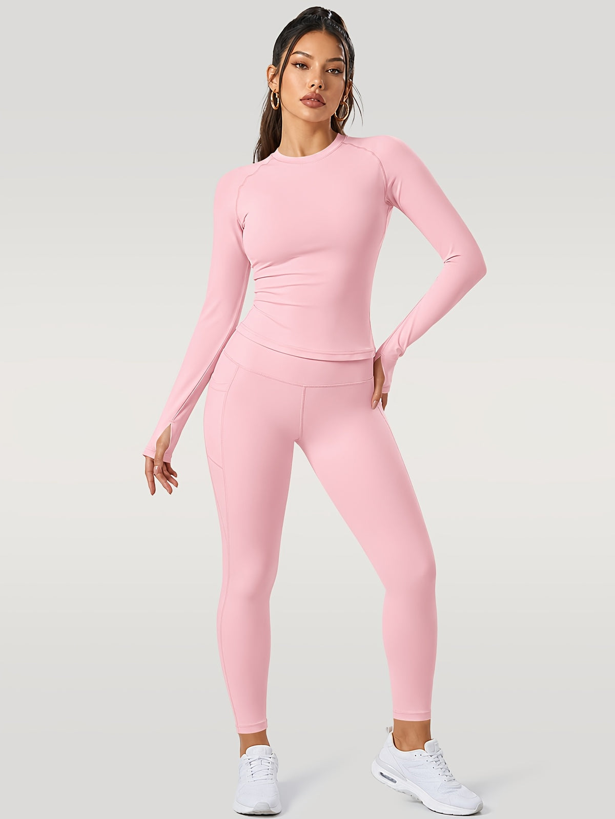Long Sleeve Top & Leggings Set - Pink