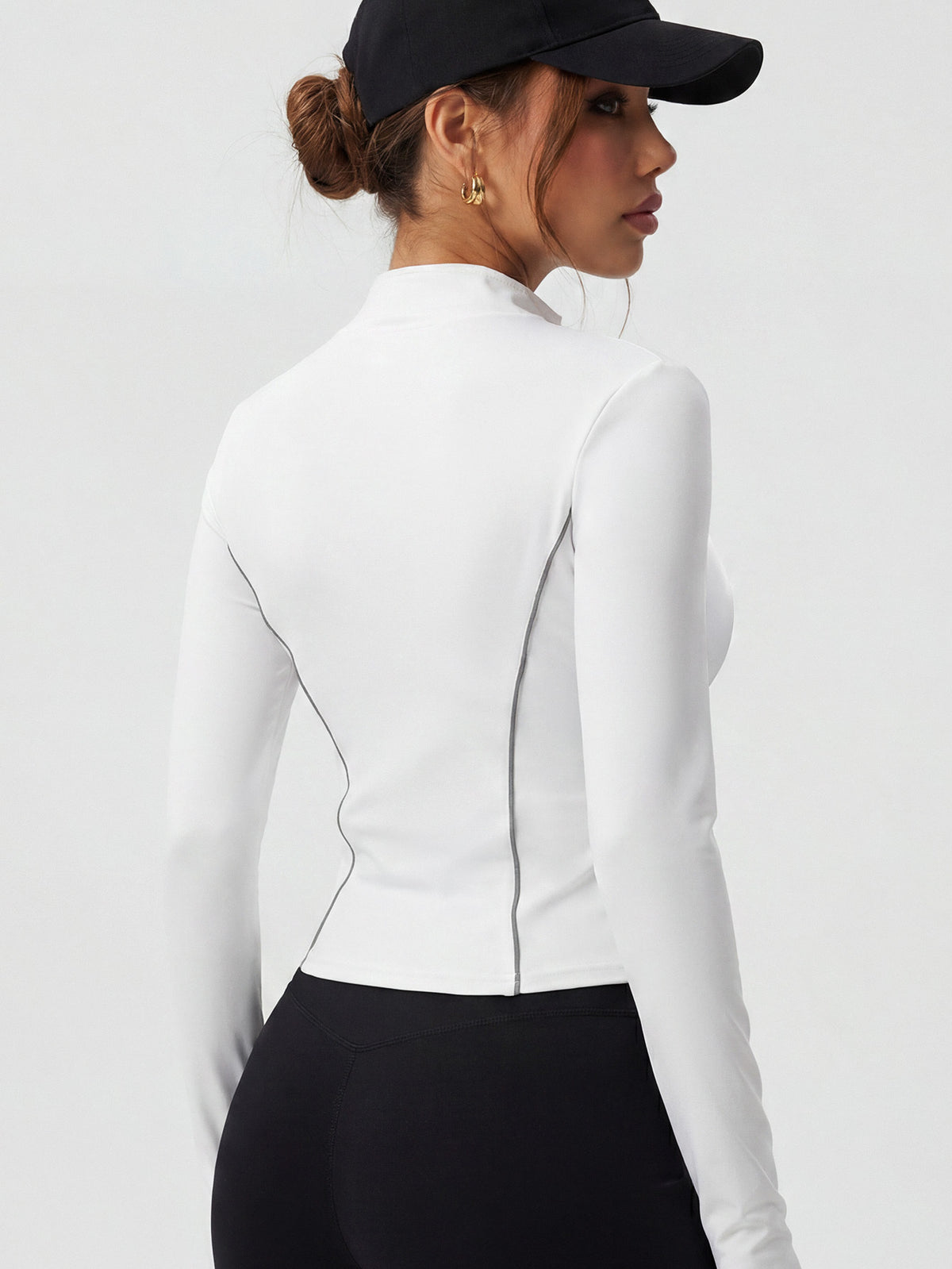 Reflective Trim Zip Jacket - White