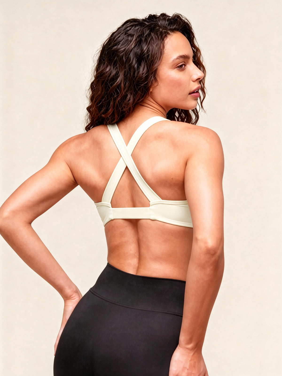 Cross Back Sports Bra - Ivory