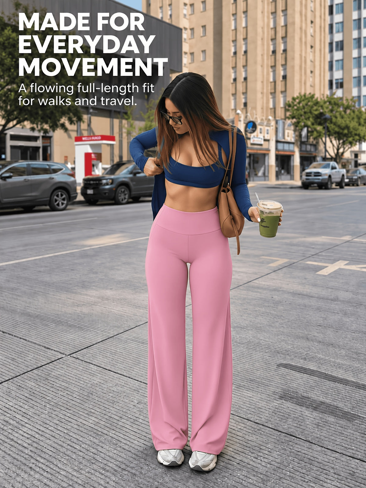 High Stretch Wide Leg Tummy Pants - Hot Pink