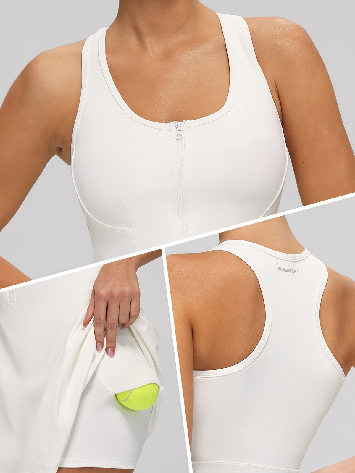 Sleeveless Zip Tennis Dress - Milky