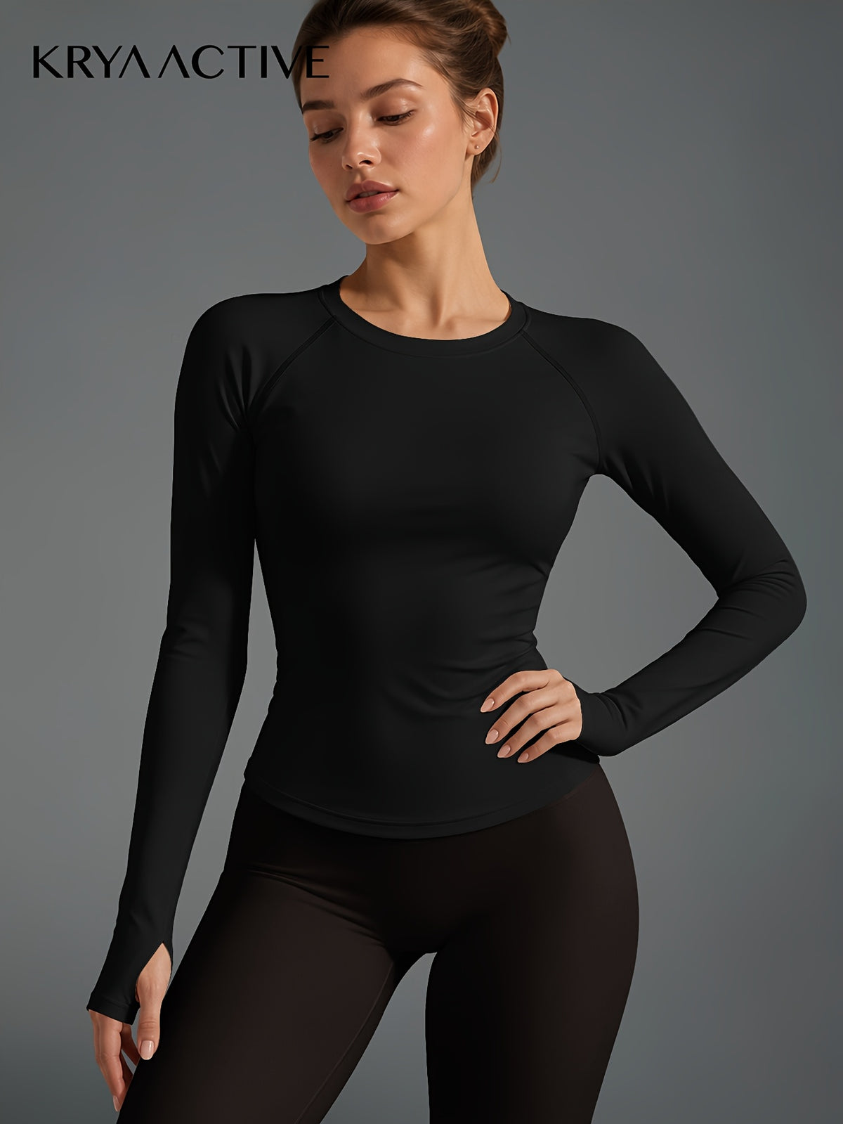 Raglan Thumbhole Base Layer Top - Black