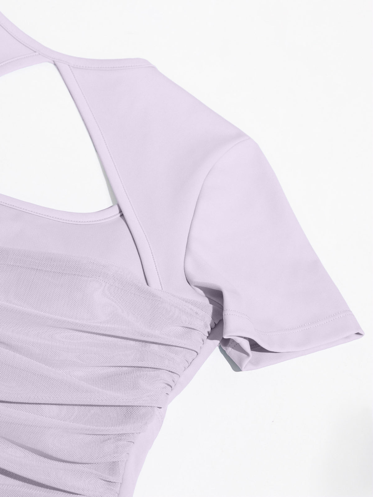 Backless Pleated Waist Cropped Tee - Light Purple