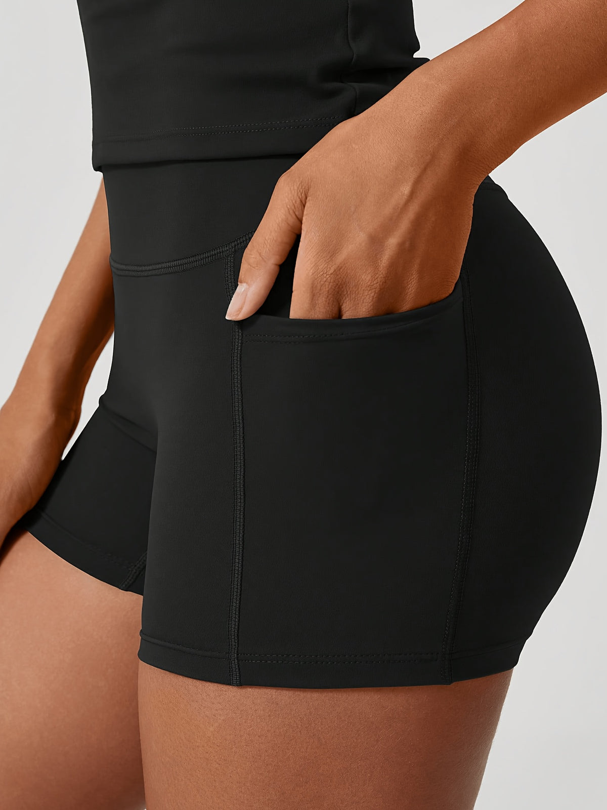 Fitted Tee & Pocket Shorts Set - Black