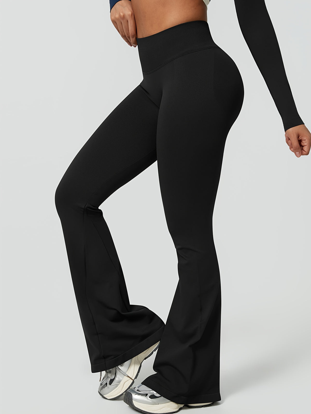 High Waist Lifting Flare Leggings - Black