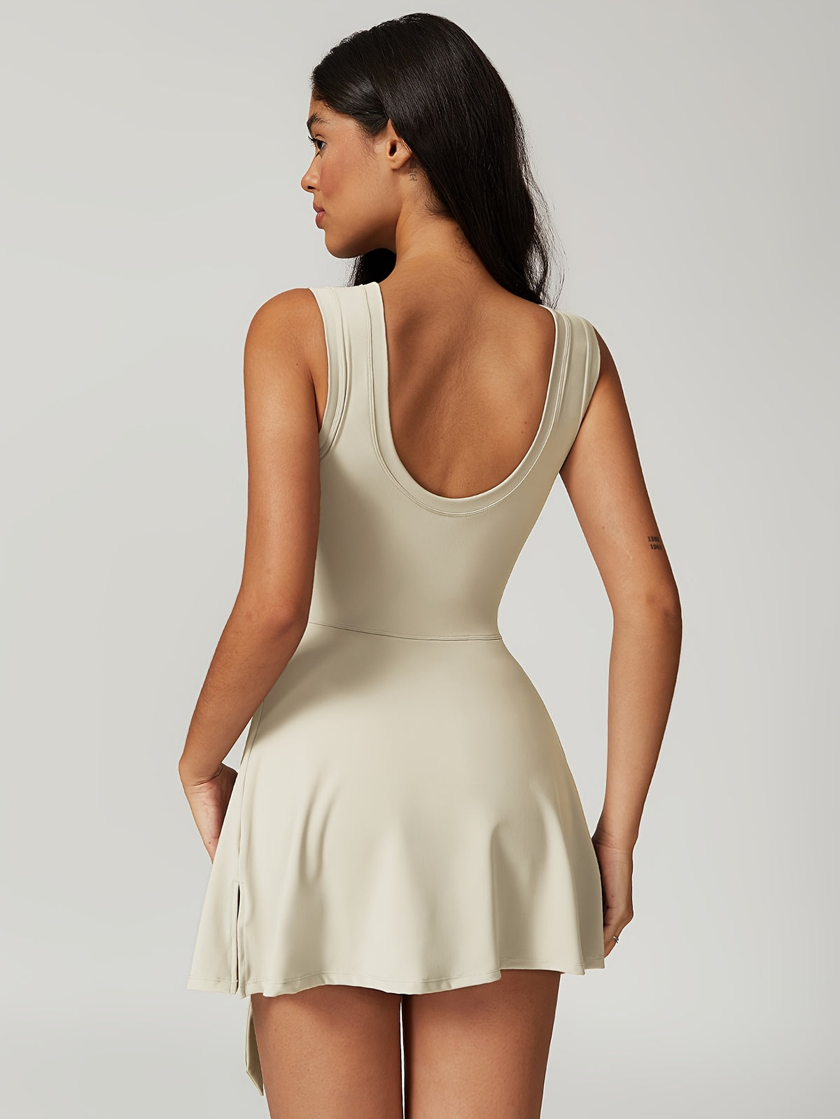 Tie Detail Athletic Dress - Ivory White
