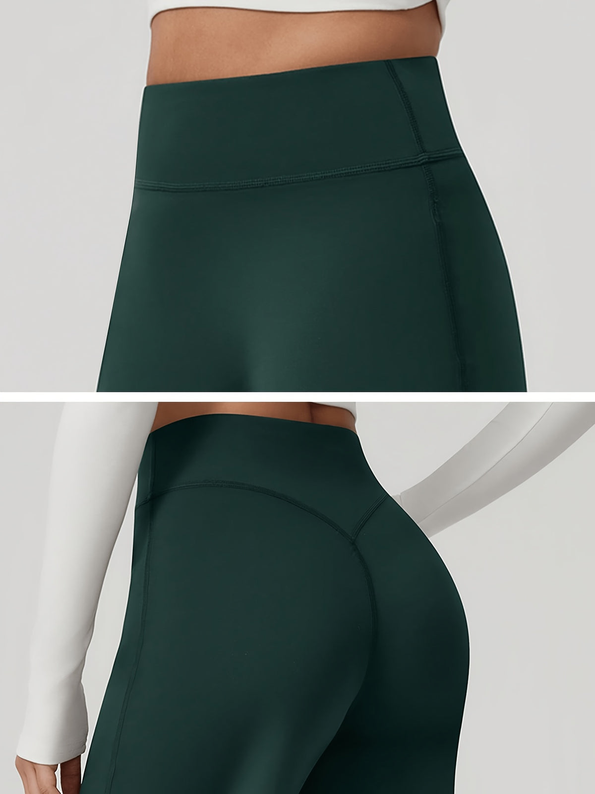 High Waist Wide Leg Yoga Pants - Dark Green