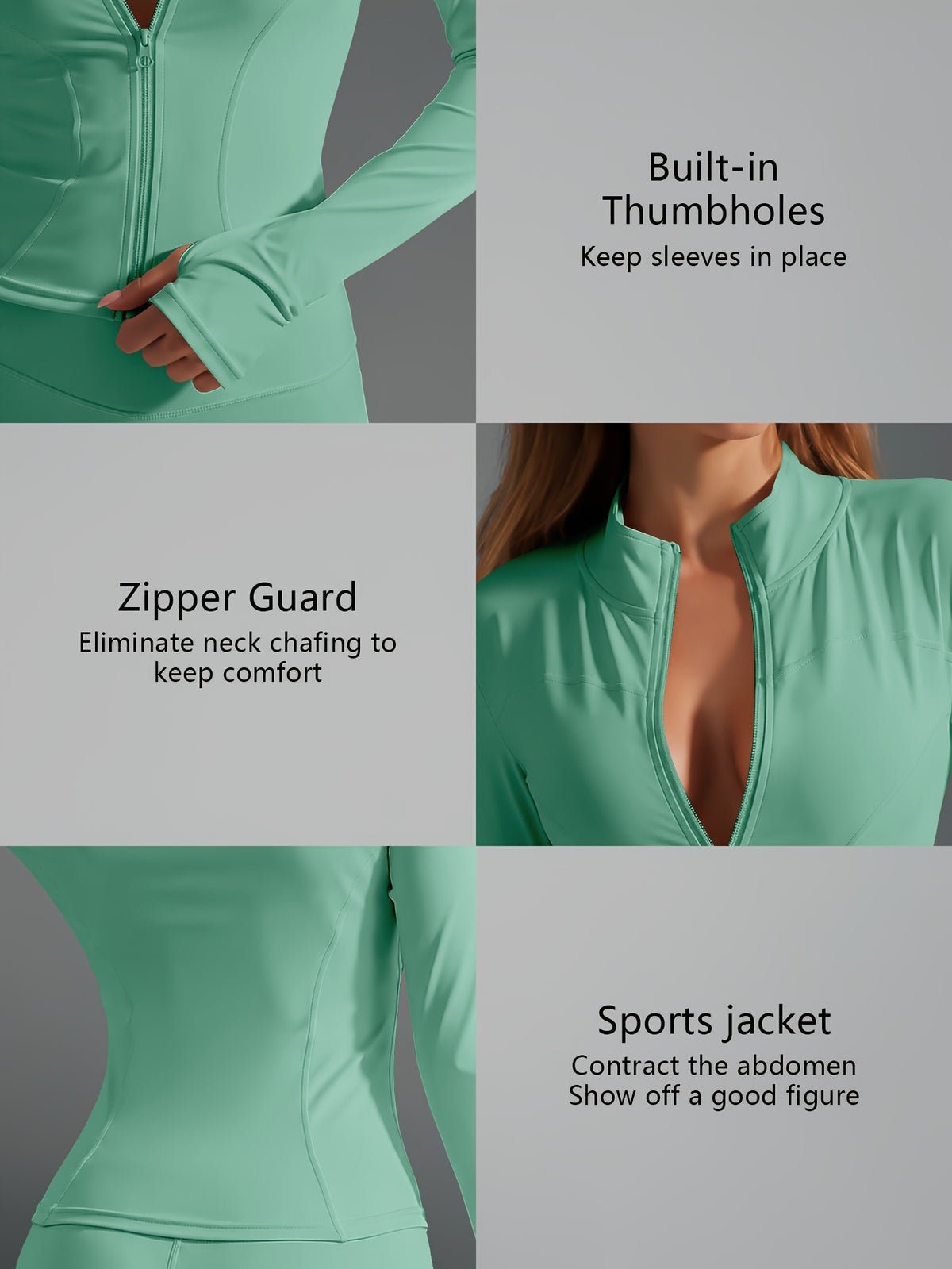 Quick Dry Long Sleeve Sports Jacket - Mint Green