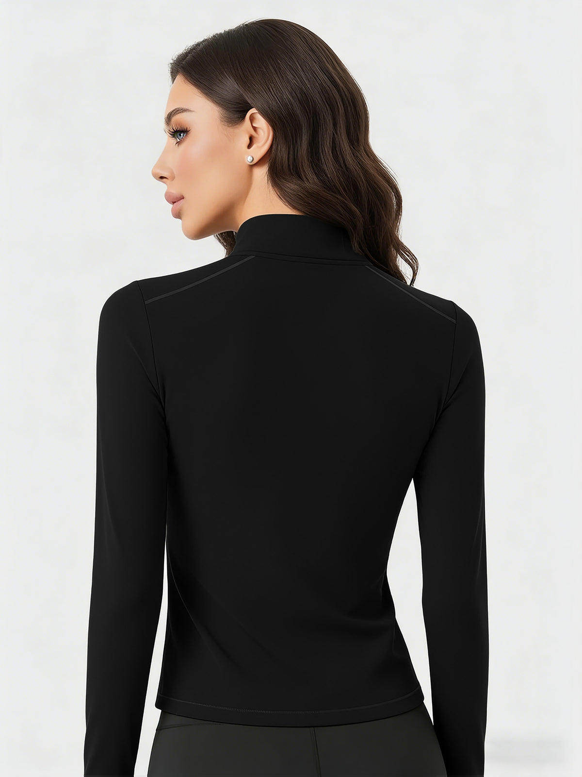 Thumb Hook Full Zip Athletic Jacket - Black