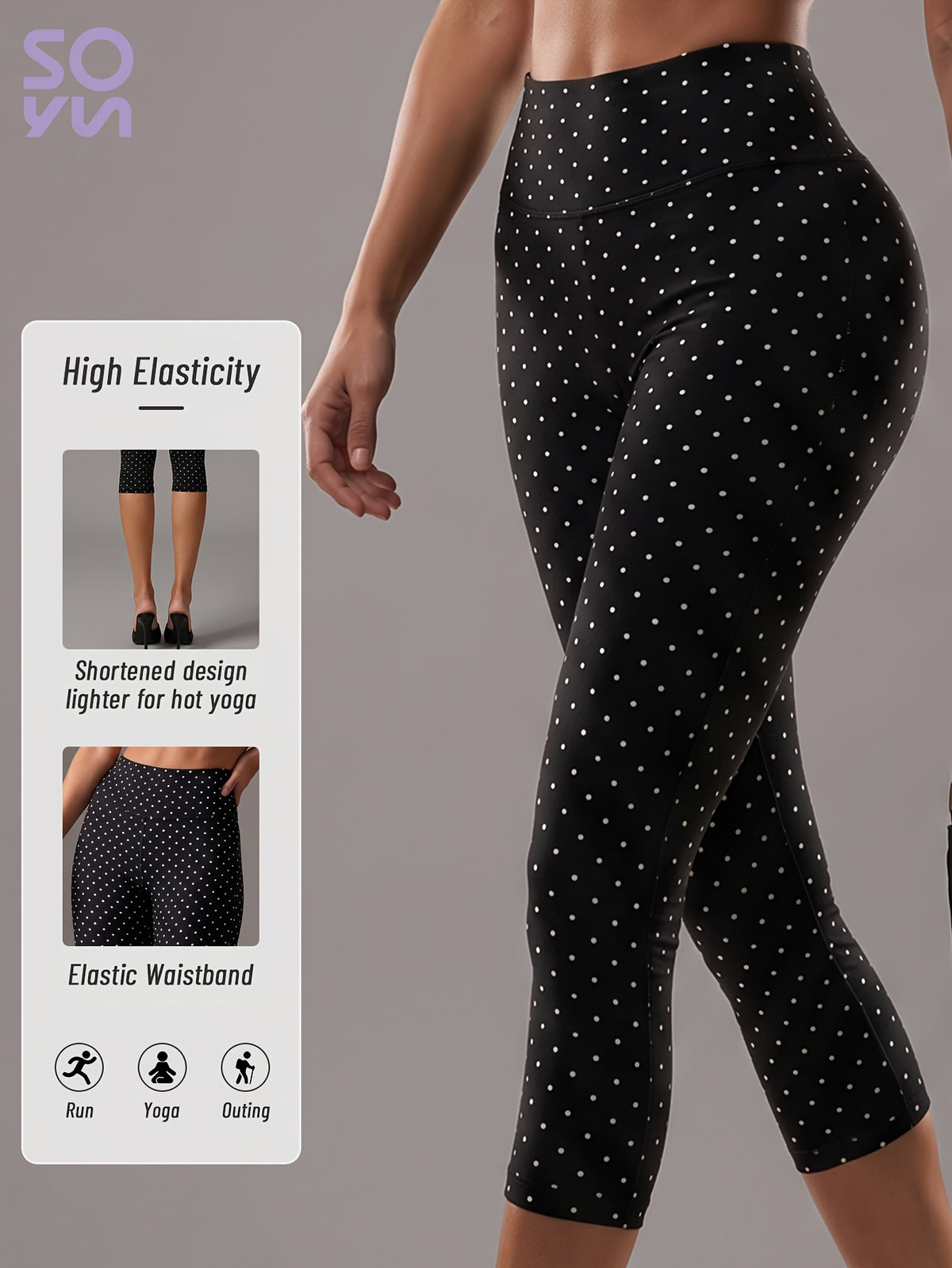 High Waist Lifting Capri Leggings - Black