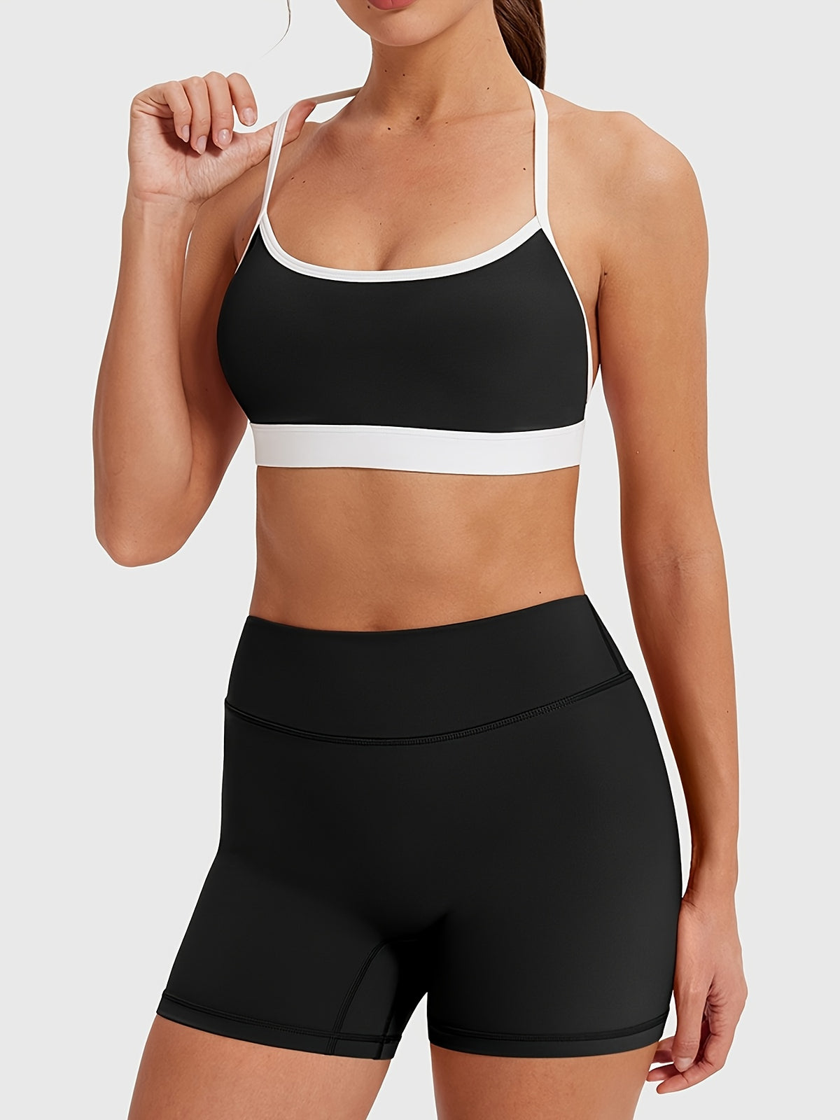 Halter Neck Tank & Lifting Shorts Set - Black