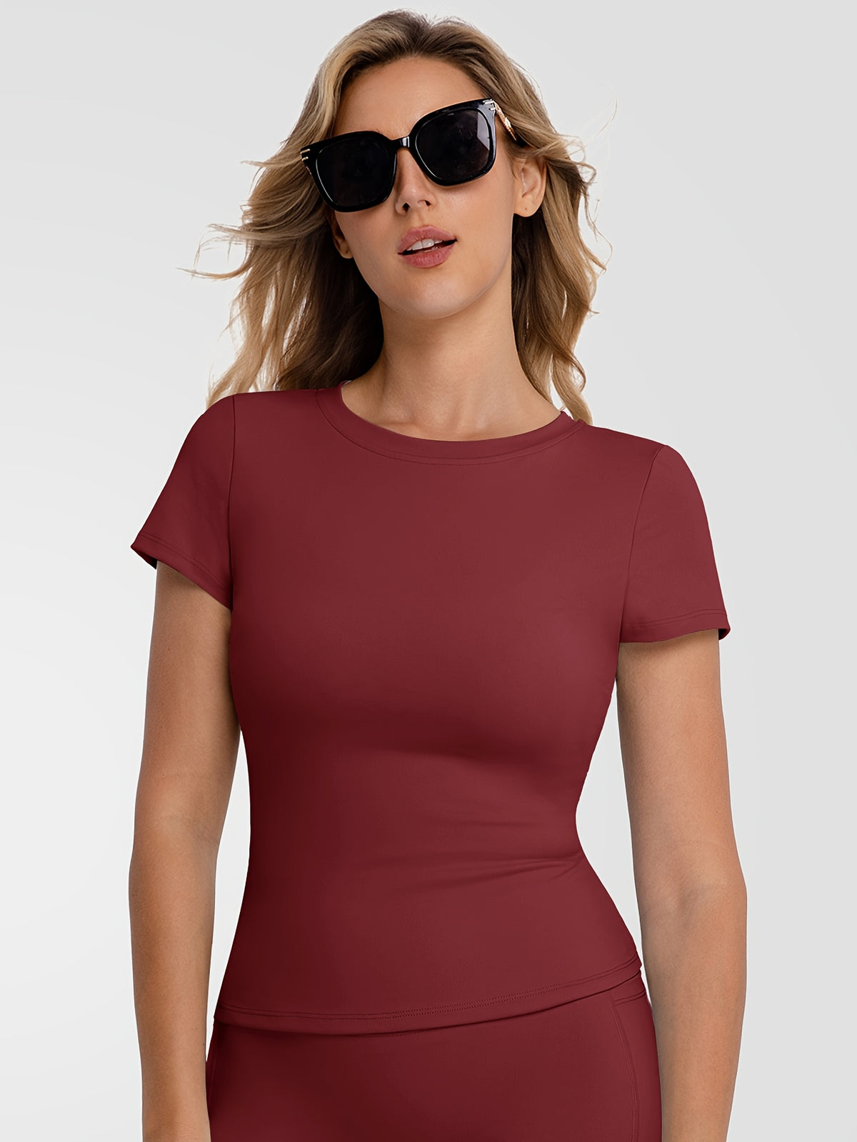 Soft Stretch Fitted Tee - Burgundy
