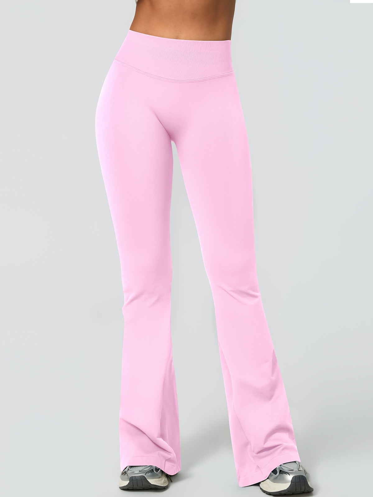 High Waist Lifting Flare Leggings - Pink