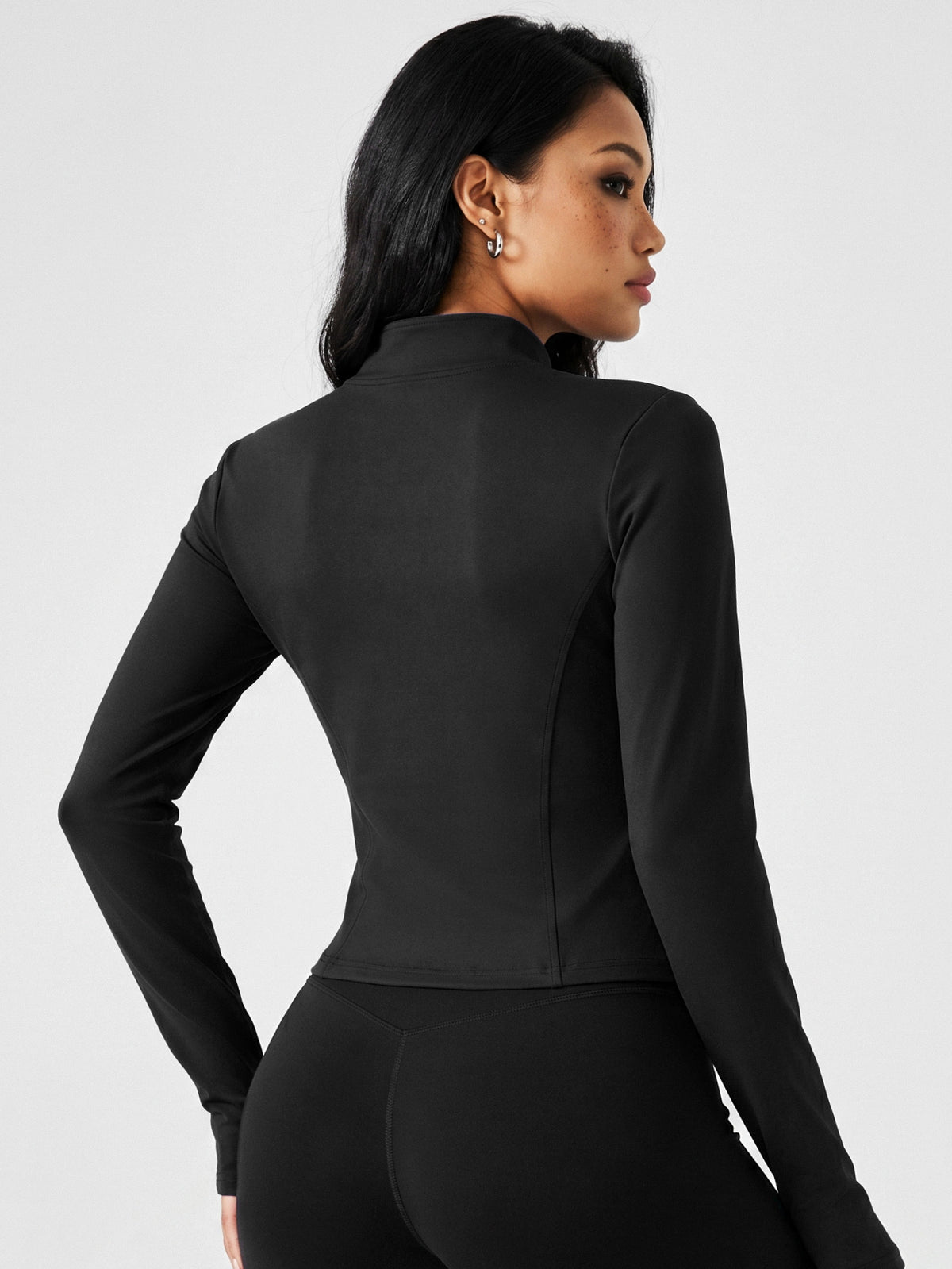 Fitted Gold Zip Jacket - Black