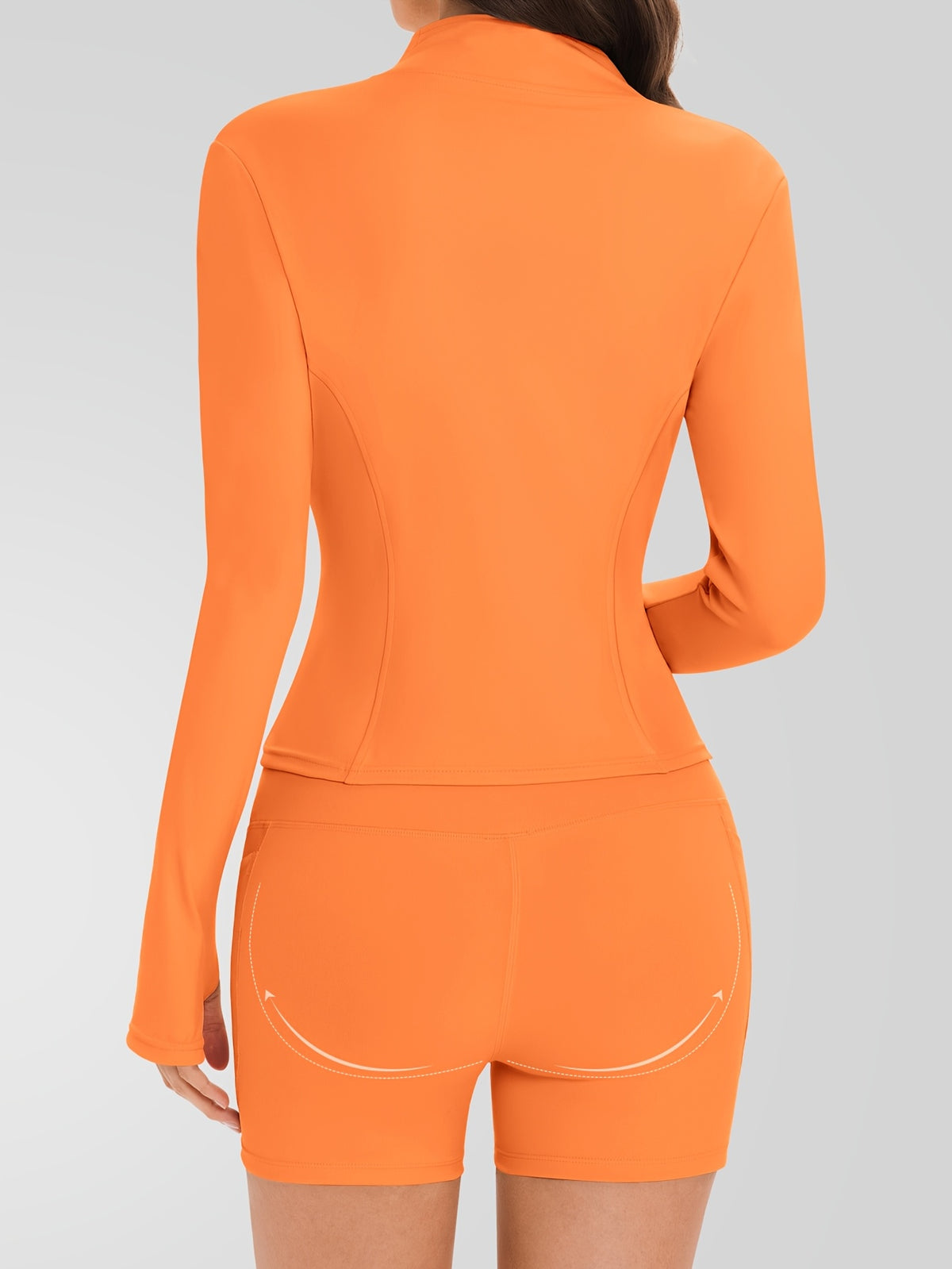 Zip Jacket & Pocket Shorts Set - Orange