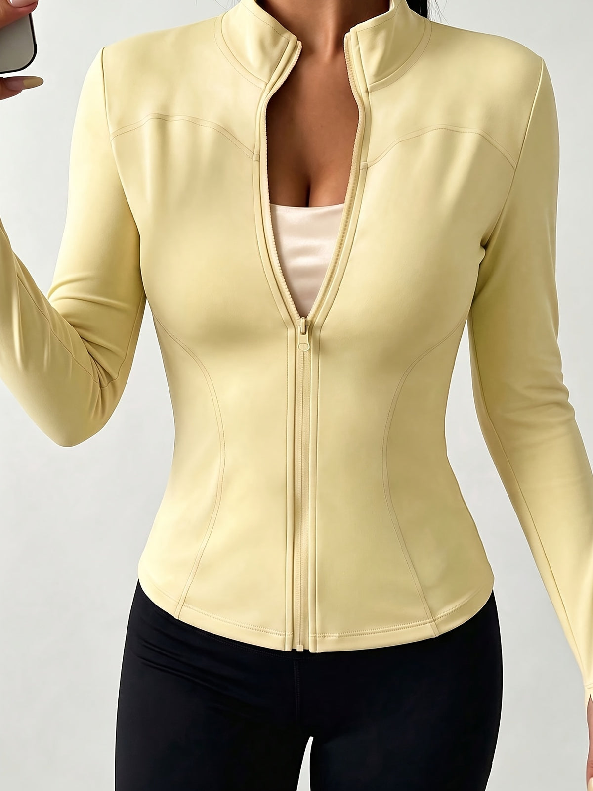 Slim Stand Collar Jacket - Light Yellow