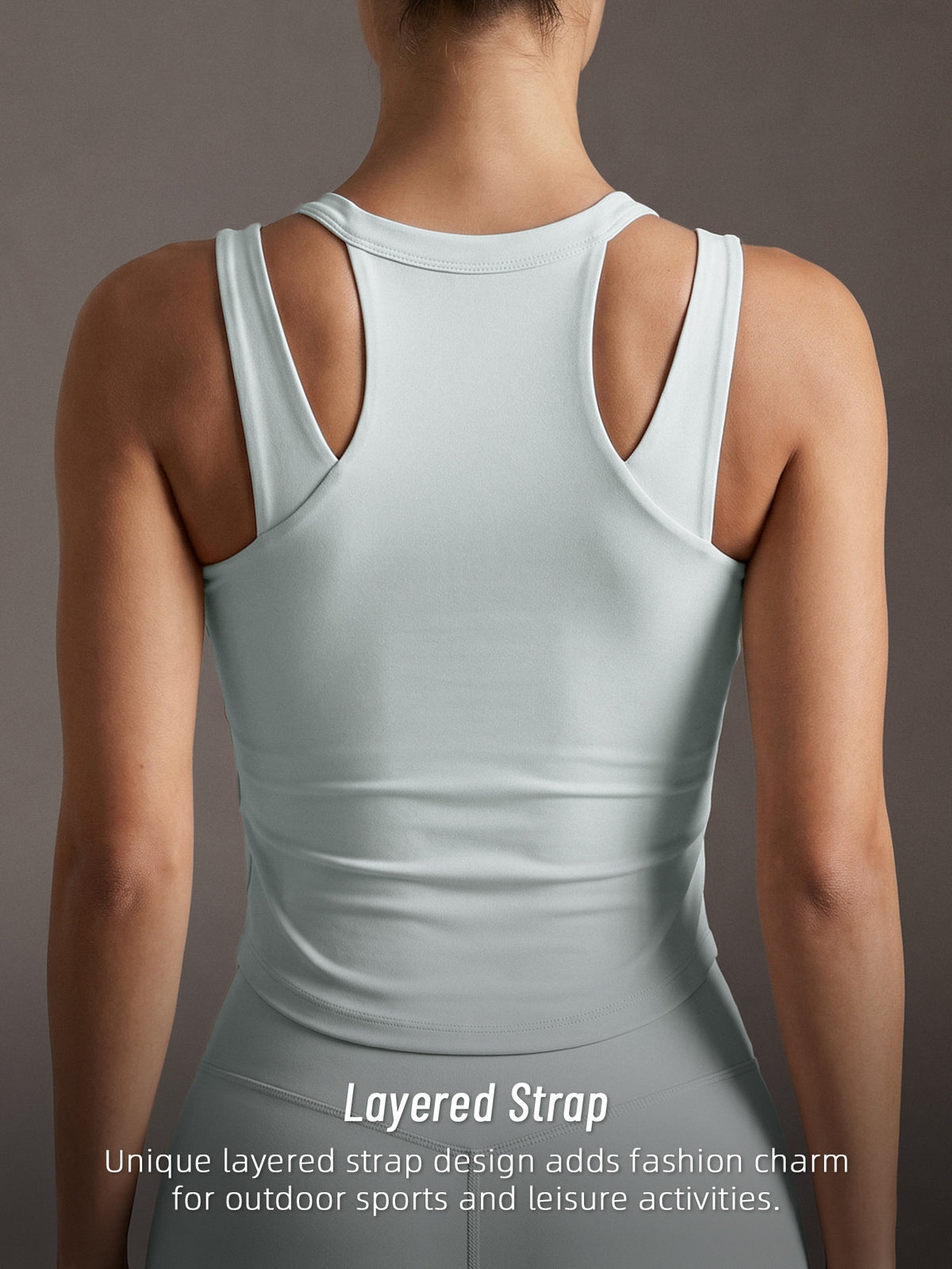 Letter Print Backless Padded Tank Top - Light Cyan