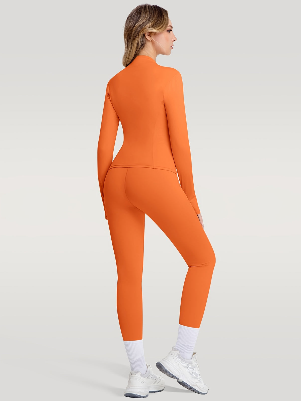 Figure Hugging Jacket & Pants Set - Orange