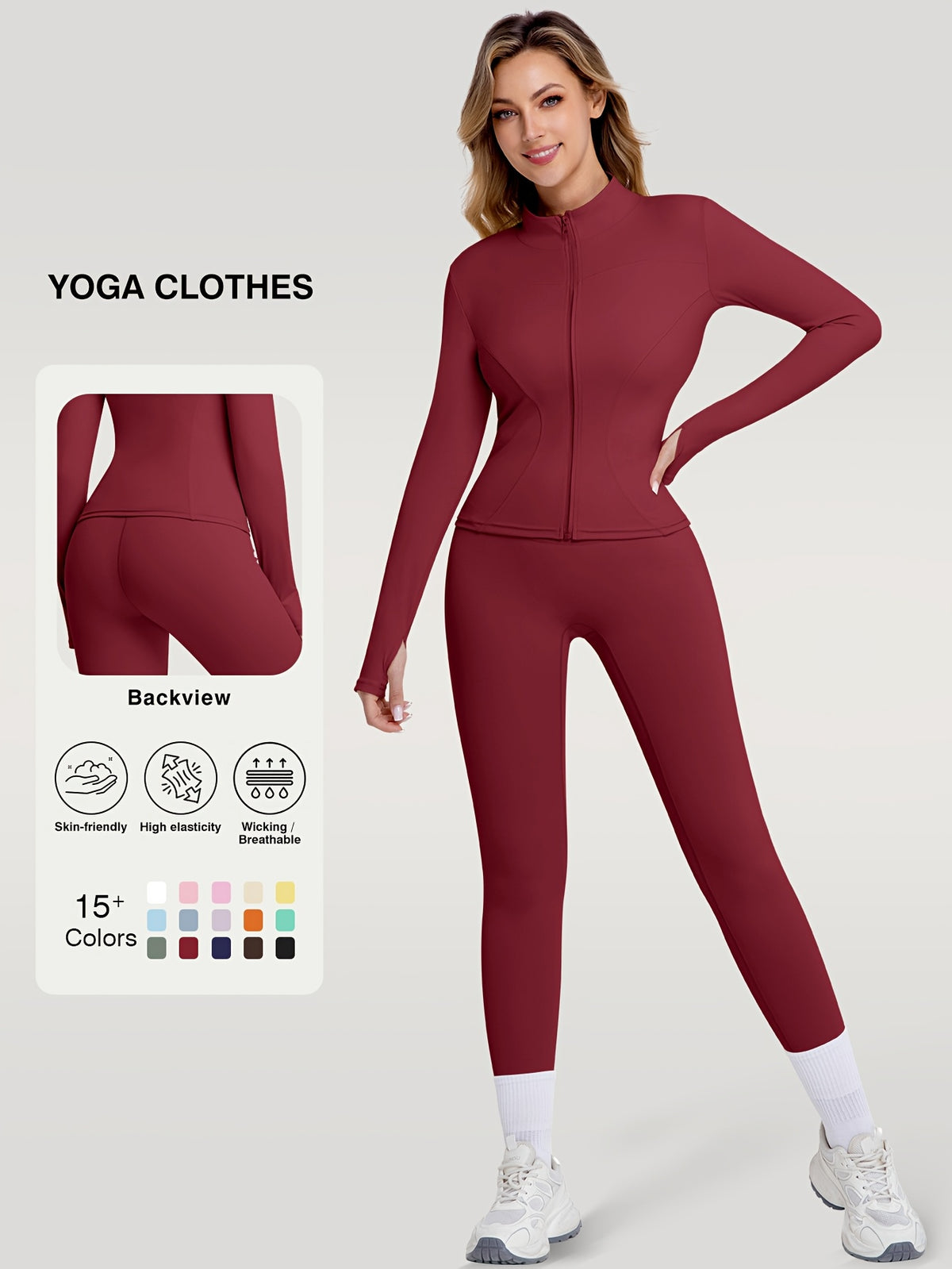 Figure Hugging Jacket & Pants Set - Red