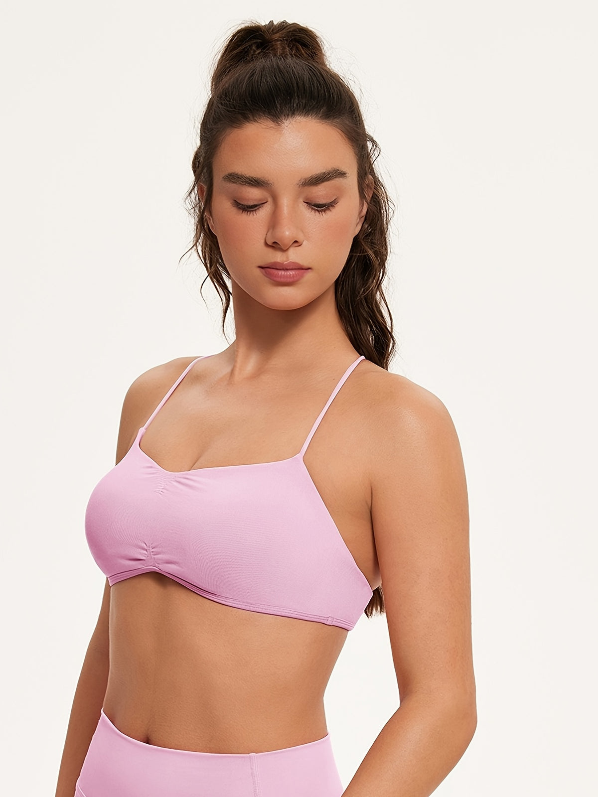 Criss-Cross Back Strap Sports Bra - Hot Pink