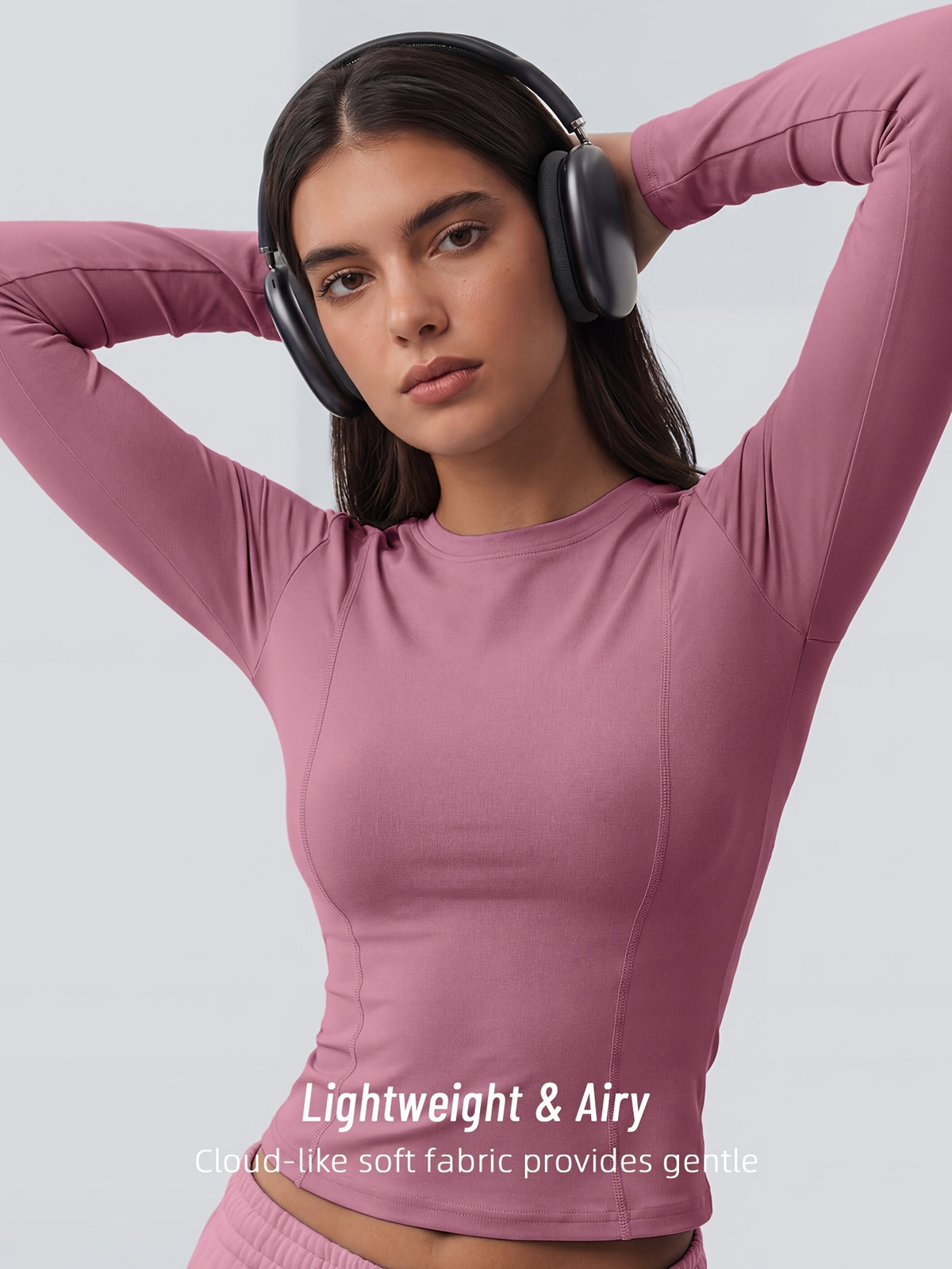 Full Length Compression Long Sleeve Top - Rose