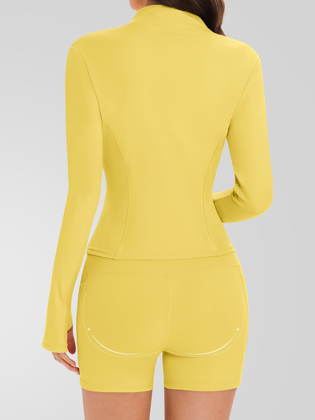 Zip Jacket & Pocket Shorts Set - Yellow