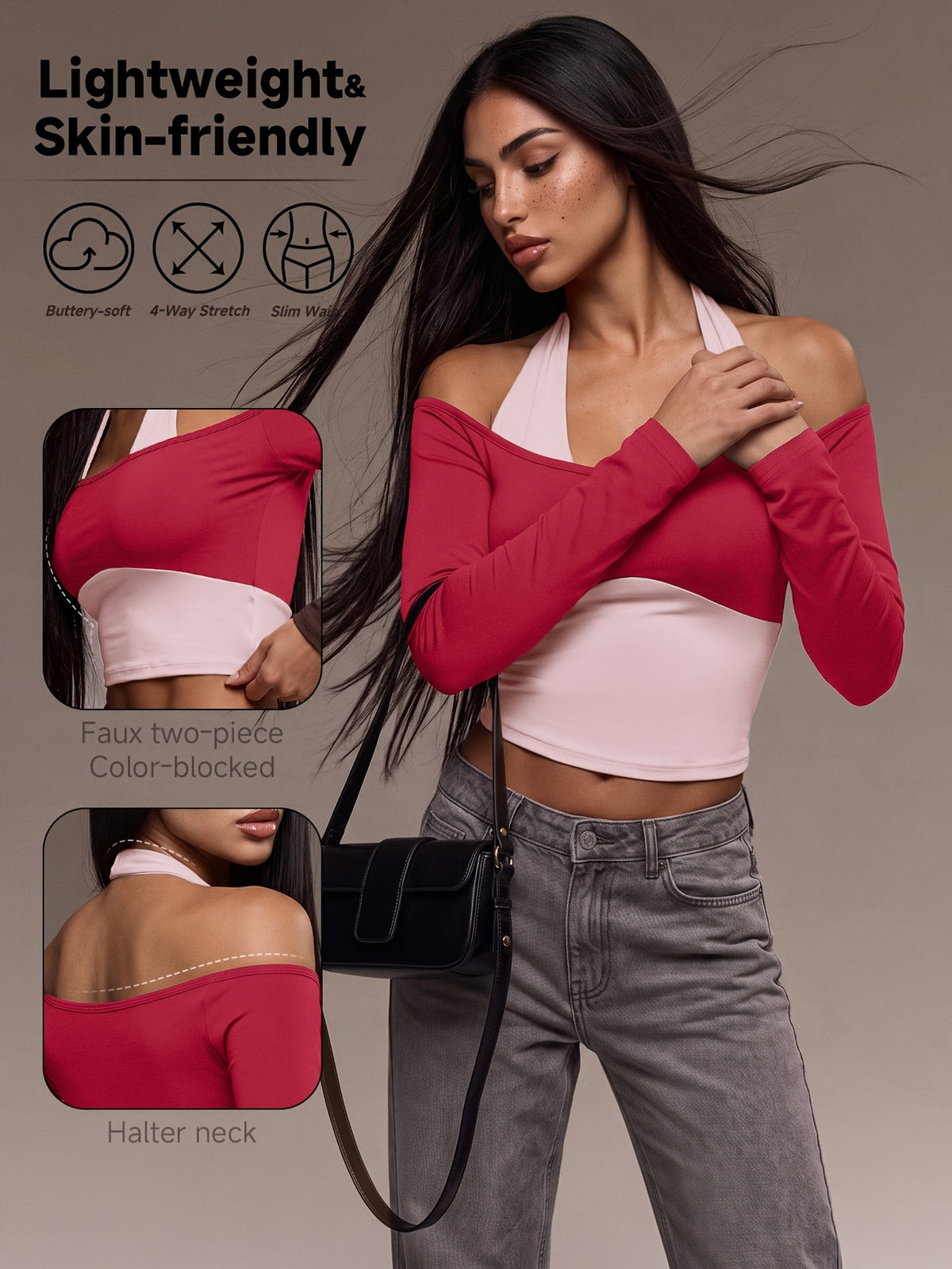Off Shoulder Layered Crop Top - Red