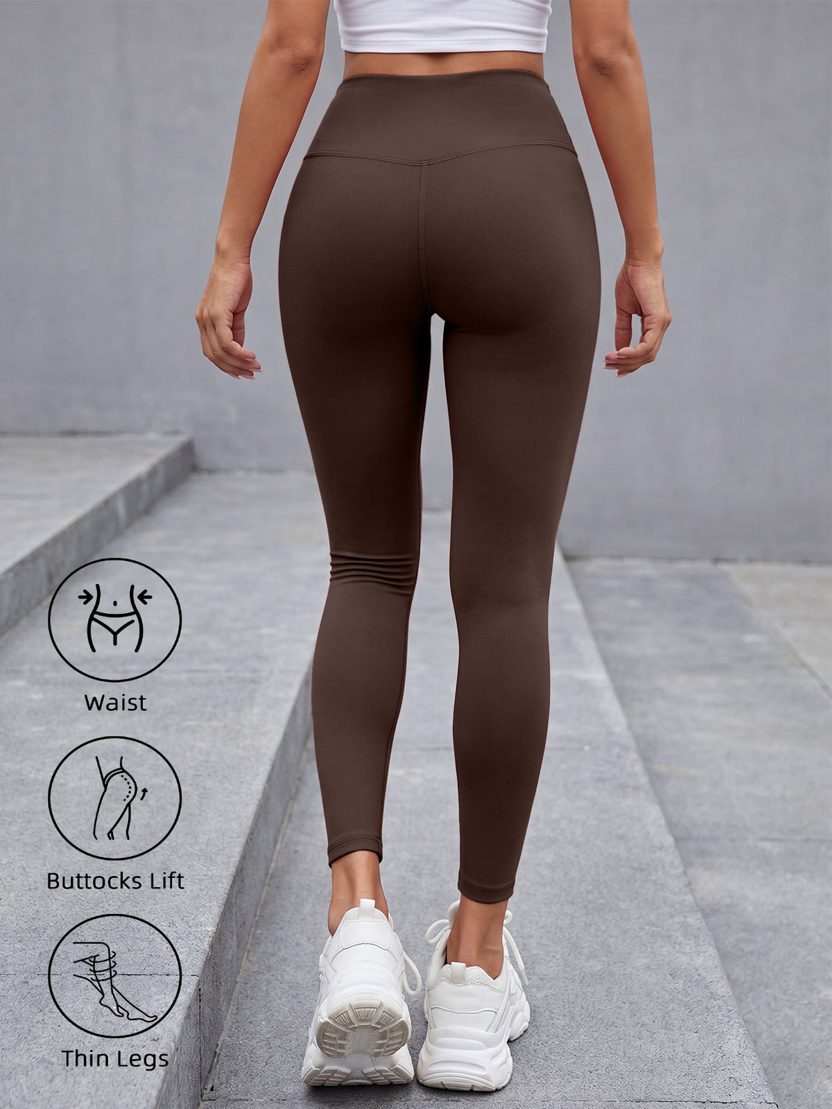 Fleece Lined Tummy Control Leggings - Coffee